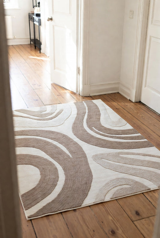 Neutral Abstract Living Room Rug