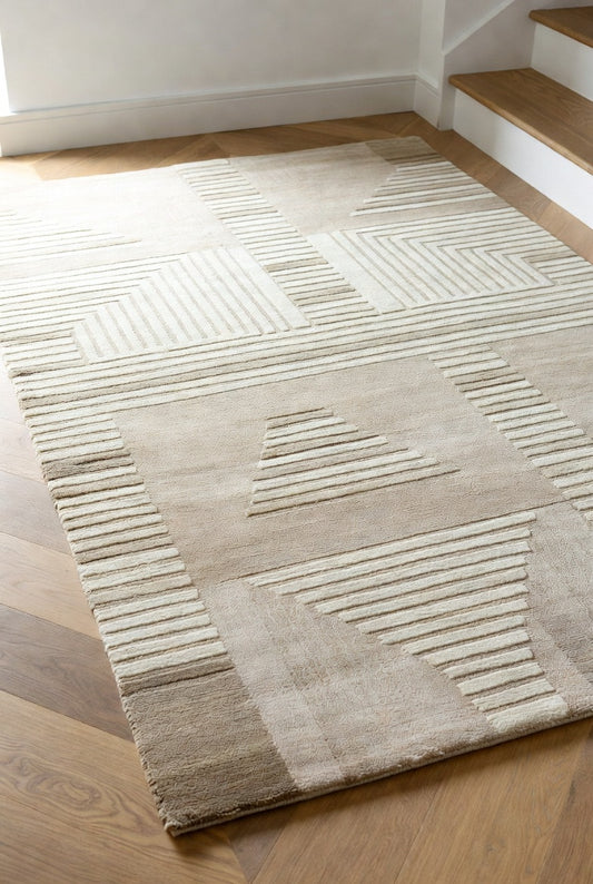 Clean Cut Contemporary Wool Rug